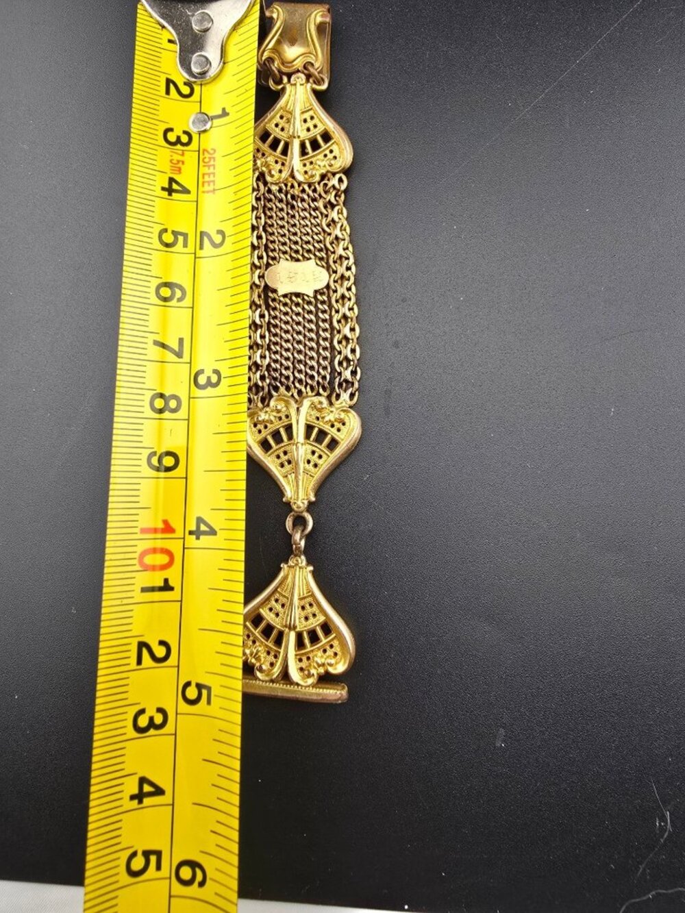 Antique Gold Filled Watch Fob With Ornate Chain & Engraved Details 1912 - Picture 10 of 10